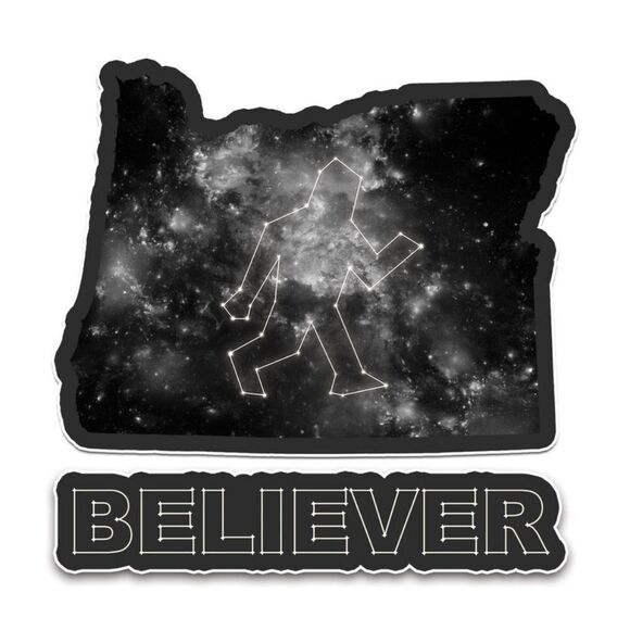 🩵NWT "Believer" Sasquatch & Oregon State Shaped Black Vinyl Decal - Picture 1 of 2